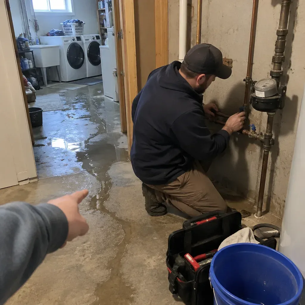 A burst water pipe in Boulder being checked over